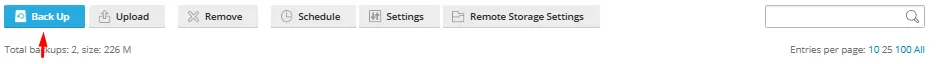 Backup Manager toolbar with the Back Up button