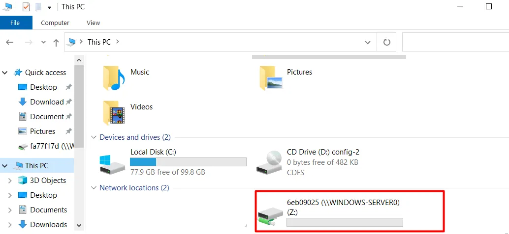 Windows This PC showing the TntDrive drive Z under Network locations