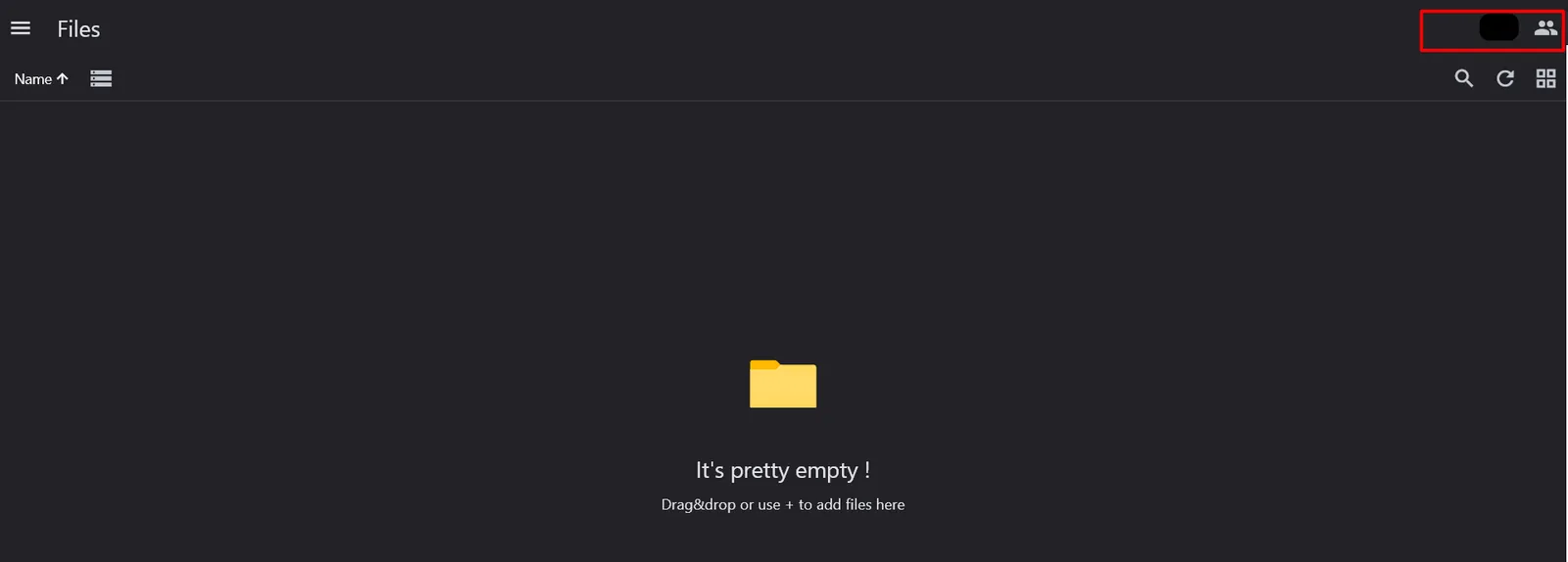 The S3Drive Files screen with the Manage account button highlighted at the top right