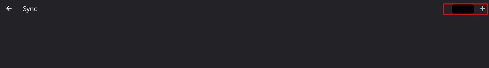 The Sync screen with the plus button highlighted