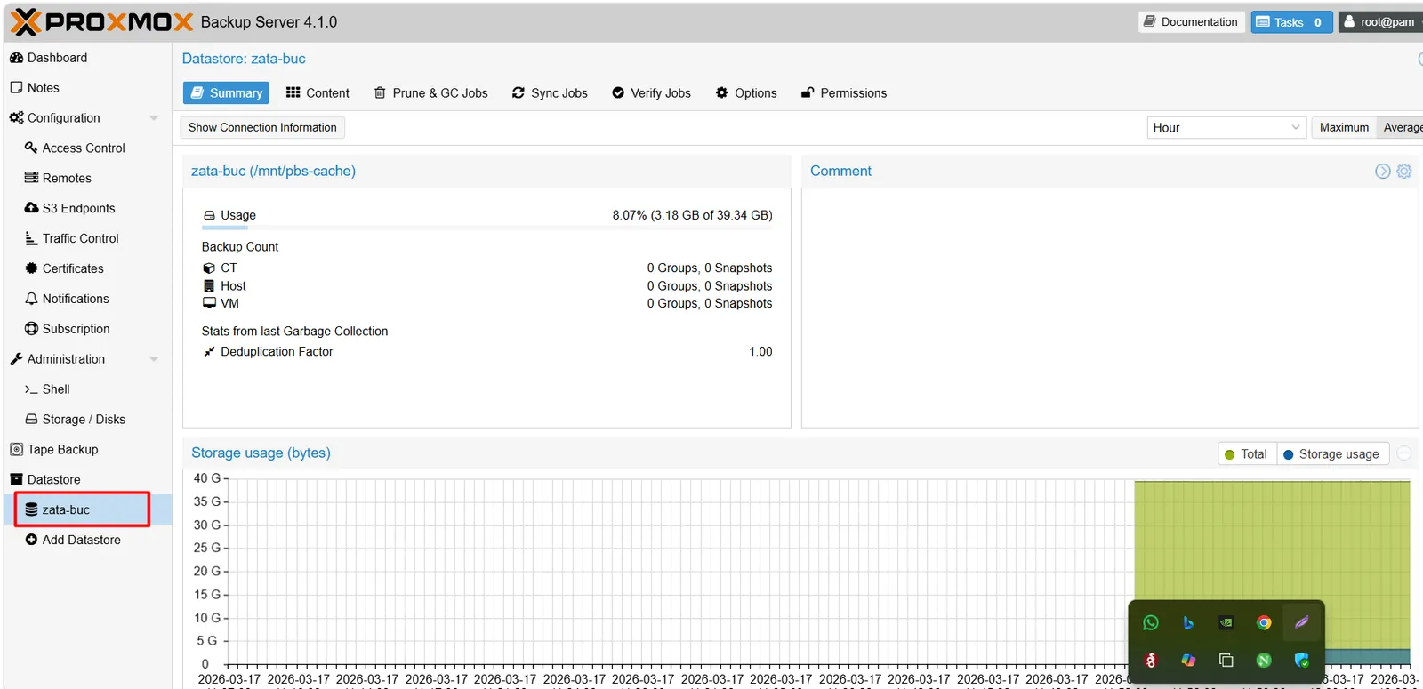 Summary of the new S3 datastore in the PBS web interface